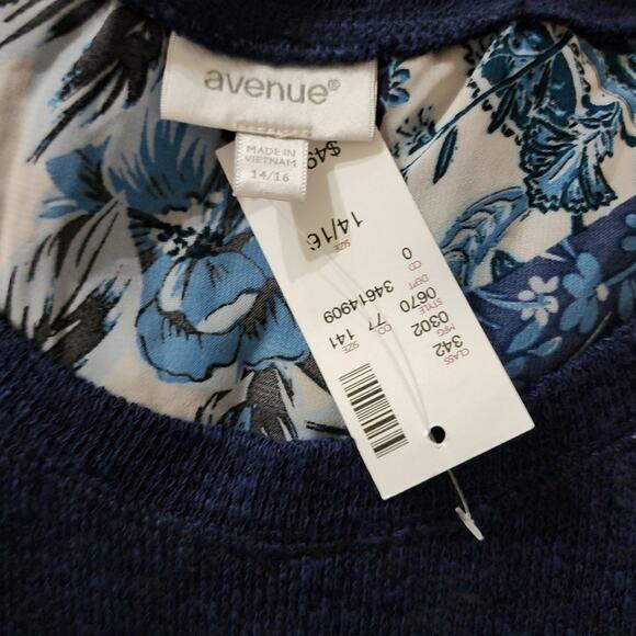 Avenue Floral Trimmed Slightly Sheer Ruched‎ Side Tunic Length Shirt SZ 14 16 XL - Picture 6 of 6